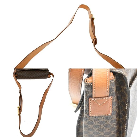 CELINE Macadam Circle Logo Shoulder Bag PVC Leather Brown GHW 88TA110 - Picture 8 of 16